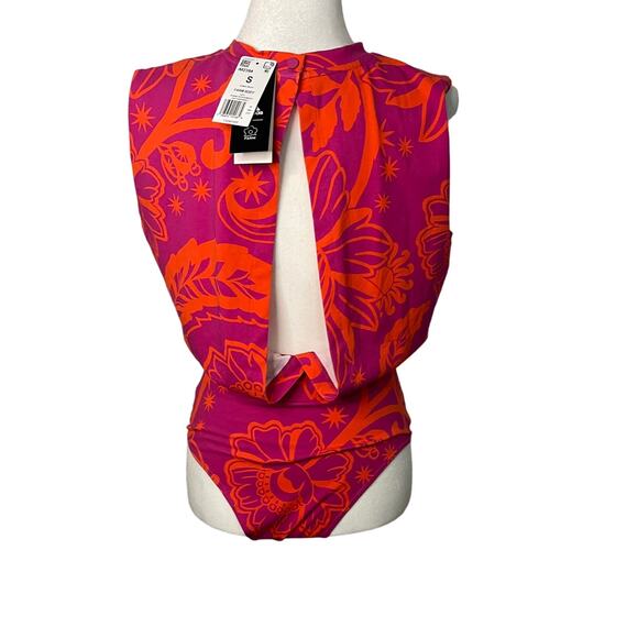NWT Women's Farm Rio X Adidas Pink and Orange Tropical print body suit - Small - Picture 10 of 10